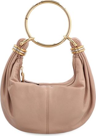Chlo&eacute; Tassen, Dames, Roze, ONE Size, Leer, Bracelet Leren Hobo Tas