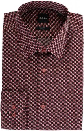 HUGO BOSS Overhemden > Nette Overhemden - Heren - Zakelijke Overhemden - Rood - L - Overhemden