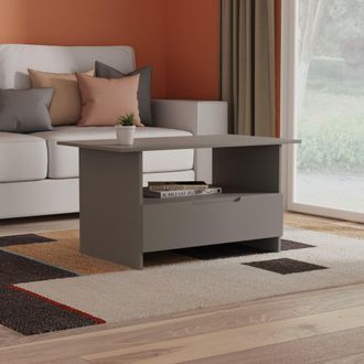 Lewis's Milan Bottom Drawer Coffee Table in Dusk Grey - Ready Assembled - Lewiss Home | TJ Hughes