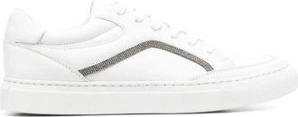 Brunello Cucinelli Cloud White Panelled Sneakers - Dames - Sneakers - Wit - 39 1/2 EU - Leer - Schoenen