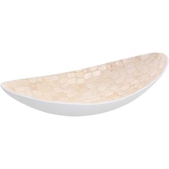 Wanderlust Deco Centro De Mesa De Madera Y Madreperla Blanco 48x22x10h Cm
