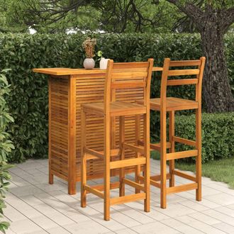 vidaXL Vidaxl - Juego Muebles De Bar Para Jard&iacute;n 3 Pzas Madera Maciza De Acacia