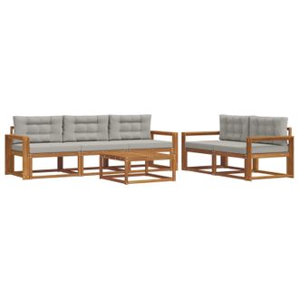 vidaXL Conjunto De Sof&aacute;s De Exterior 6 Pcs Gris Natural Y Claro Vidaxl