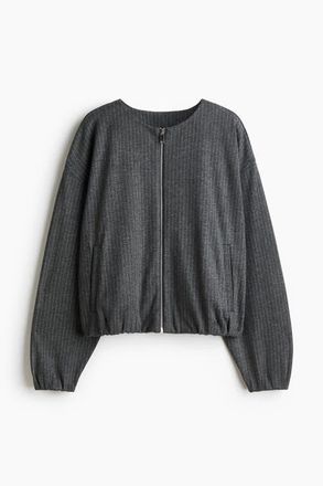 H&M Oversized Jersey Jacket in Gray Melange/pinstriped at Nordstrom, Size Xx-Large