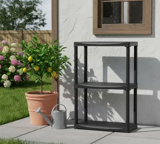 Dmora Dmora - Estante Multiusos Con 1 Estante De Polipropileno, Estante Para Interiores O Externos, 100% Made In Italy, 60x30h90 Cm, Color Antracita