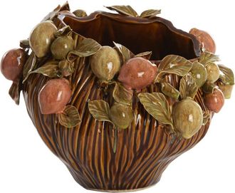 Light & Living Vaso De Cer&aacute;mica Light & Living Lemoni Marr&oacute;n-naranja+verde