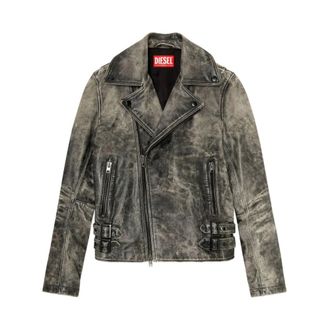 Diesel Giacca biker L-Eon - Heren - Spijkerjassen - Zwart - S - Leer - Jassen