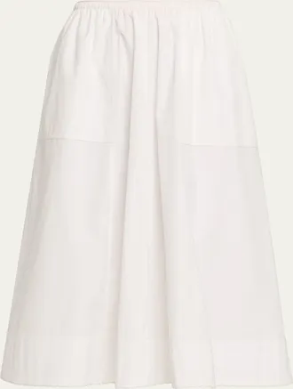 Vince Scallop-Trim Poplin Midi Skirt