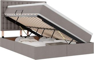 vidaXL Storage Bed with Mattress Taupe 140 x 190 cm Polyester vidaXL