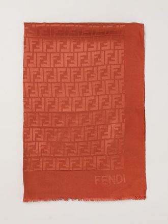 Fendi Sciarpa in seta con monogramma FF jacquard e bordi sfrangiati