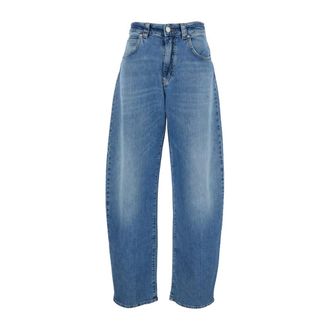 Pinko Loose Fit Jeans, female, Blue, W28, Blue Jeans with Logo Patch