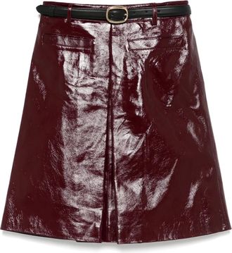 Self Portrait Gonna in pelle - Rosso