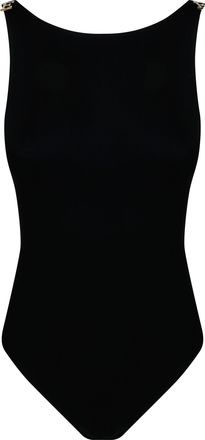Elisabetta Franchi Rhinestone Hardware Scoop Neck Bodysuit