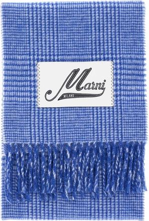 Marni Winter Scarves, female, Blue, Size: ONE SIZE Sciarpa in lana con etichetta con logo