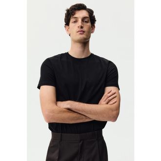 H&M Slim fit pima cotton t-shirt in Black at Nordstrom, Size Xx-Large