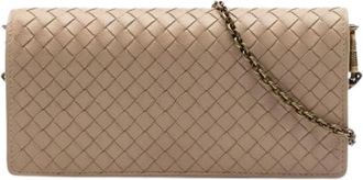 Bottega Veneta Pre-owned Woven Nappa Crossbody Bag - Dames - Vintage Schoudertas - Bruin - ONE Size - Leer - Vintage