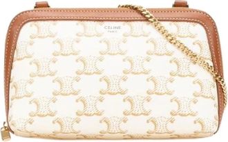 Celine Pre-owned Cross Body Bags, female, White, Size: ONE SIZE Pre-owned Vintage Canvas Cross Body Bag