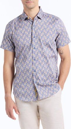 Robert Graham Kinloch Print Woven Button-Up Shirt in Multi Blue at Nordstrom, Size Xx-Large