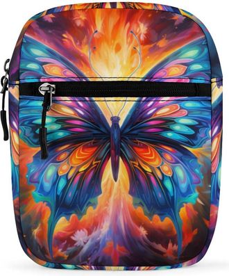 Generic Colorful Butterfly Crossbody Bag Adjustable Satchel Cute Shoulder Bag Lightweight Sling Bags