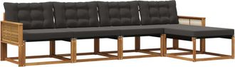 vidaXL Conjunto De Sof&aacute;s De Exterior 5 Uds. Natural Y Negro Vidaxl