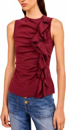 Ulla Johnson Clio Ruched Ruffle Top In Claret