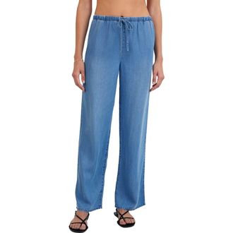 Bella Dahl Pull-On Wide Leg Chambray Pants in Indigo Harbor Wash at Nordstrom, Size X-Large