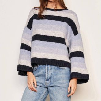 Sundry Cropped Stripe Sweater In Lilac Smoke