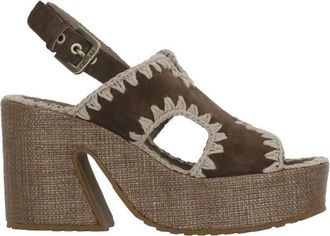 Mou Brown Raffia Ankle Strap Sandals