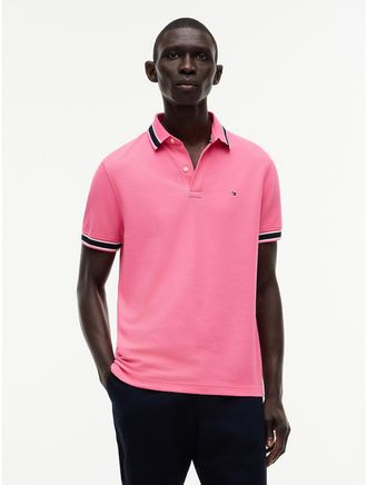 Tommy Hilfiger Mens Regular Fit Tipped Wicking Polo - Pink - XXXL