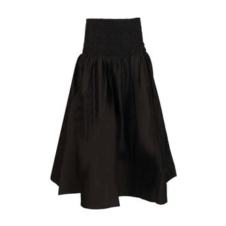 Self Portrait Cotton Poplin Midi Skirt - female - Self Portrait - Midi Skirts - Black - M - Skirts