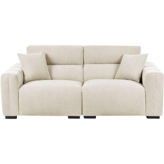 Beliani Beliani - Divano a 3 posti in tessuto con cuscini Rivestimenti resistenti allacqua morbido Beige chiaro Fauskan