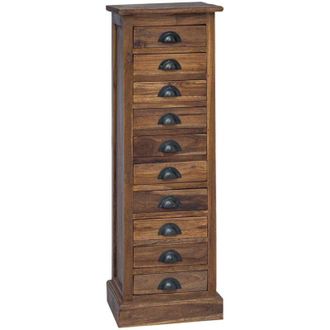 vidaXL Chest of Drawers Brown 35 x 30 x 110 cm Solid Teak Wood vidaXL