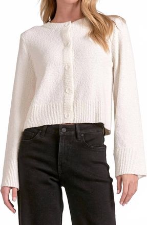 Elan Bell Sleeve Sweater Cardigan In White