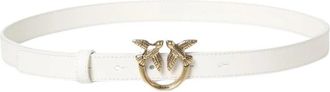 Pinko Love Birds Leren Riem - Dames - Riemen - Beige - S - Leer - Accessoires
