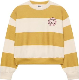GCDS Kittho Patch Crewneck - Dames - Sweatshirts - Geel - XS - Polyester - Hoodies & sweatvesten