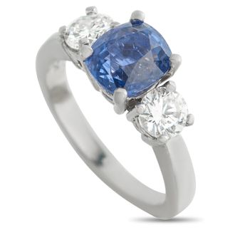 Luxury Bazaar Platinum 1.0ct Diamond and Sapphire Ring MF26-051826