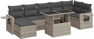 vidaXL Vidaxl - Set De Sof&aacute;s De Jard&iacute;n 8 Pzas Y Cojines Rat&aacute;n Sint&eacute;tico Gris