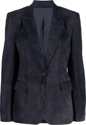Brunello Cucinelli single-breasted leather blazer - women - Acetate/Leather/Silk/Cupro - 44 - Blue
