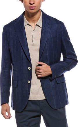 Eleventy Single Breasted Linen & Wool-Blend Jacket