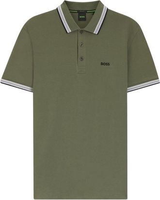 HUGO BOSS Green Solid Shirt Collar Polo