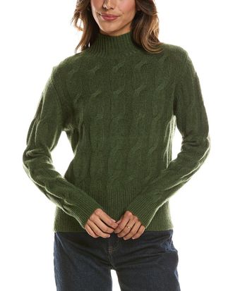 Fort&eacute; Cashmere Cable Mock Neck 100% Cashmere Sweater