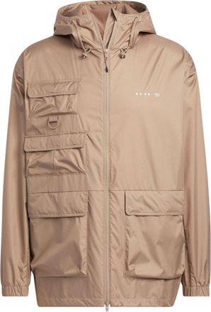 adidas Mens adidas originals Solid Color Zipper Multiple Pockets Long Sleeves Jacket Autumn Brown HS2026