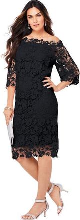 Roaman's Off The Shoulder Lace Dress in Black at Nordstrom, Size 26