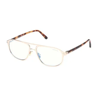 Tom Ford Eyeglasses Aviator Full Rim, Matte Black Frame And Clear Blue Light Block Lens Ft5751-B002