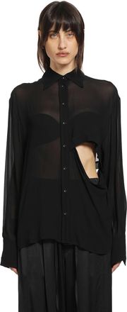 Andrea Ya'aqov Cut-Out Shirt in Georgette Viscose