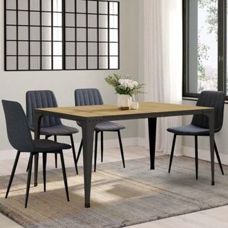 IDMarket Tavolo da pranzo rettangolare NELLY 8 persone legno e nero design industriale 150 cm