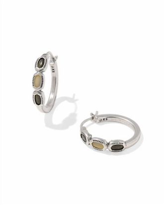 Kendra Scott Womens Mini Elisa Hoop Earrings In Vintage Silver Black Mix