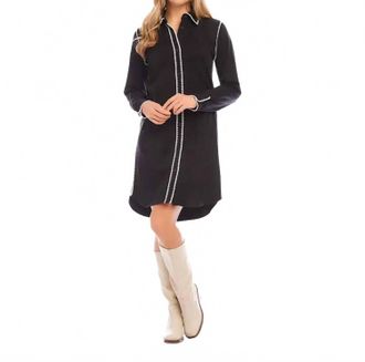Karen Kane Beverly Edge Stitch Shirtdress In Black And Cream