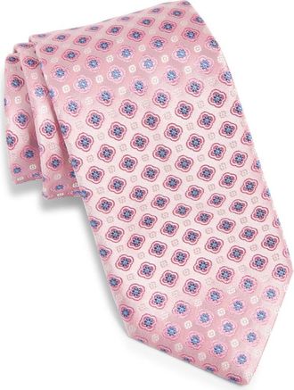 Canali Medallion Silk Tie in Pink at Nordstrom