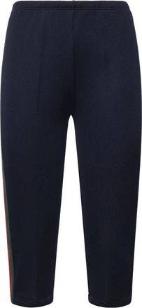 Gucci Rib katoenen jersey broek met Web - Dames - Sweatpants - Blauw - S - Katoen - Broeken